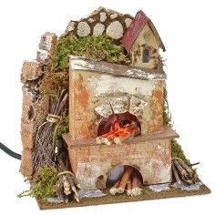 Forno con camino e fiamma effetto fuoco funzionante cm 15x10x16 2