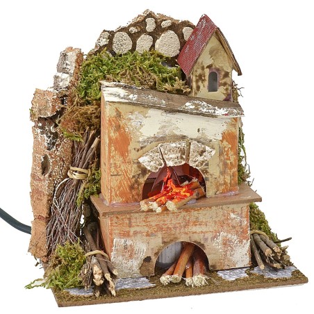 Forno con camino e fiamma effetto fuoco funzionante cm 15x10x16