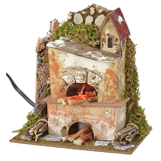 Oven with fireplace and working fire effect flame cm 15x10x16 h