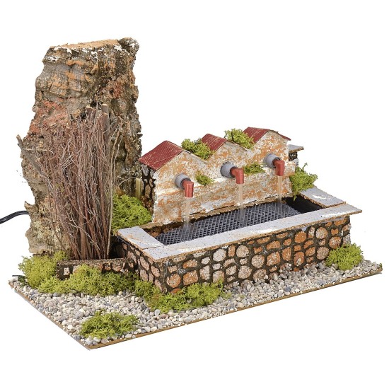 Fuente funcional para belén con tres grifos de 33,5x18x23 cm (alto).