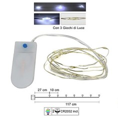 10 cold white micro LEDs with plays of light and batteries included