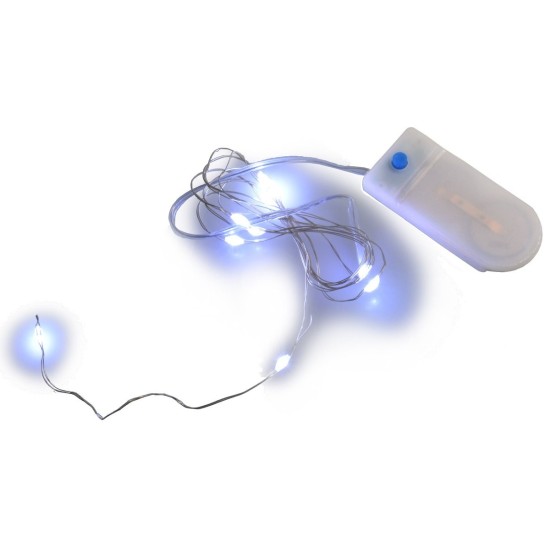 10 cold white micro LEDs with plays of light and batteries