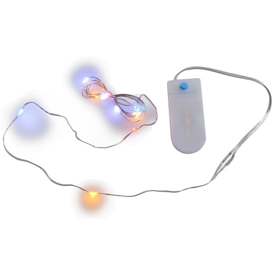 10 micro luces LED multicolor con juegos de luces y pilas incluidas.