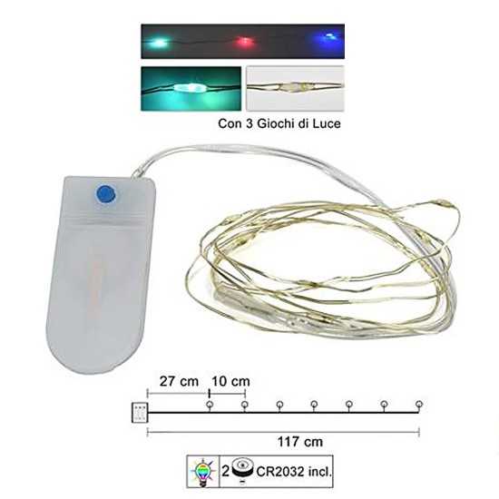 10 Micro LED multicolores con juegos de luces y pilas incluidas