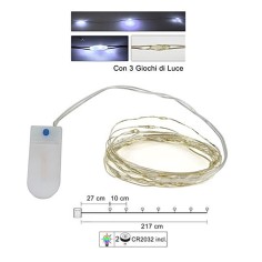 20 cold white micro LEDs with plays of light and batteries included