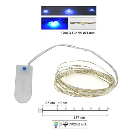 20 Micro LED azules con juegos de luces y pilas incluidas