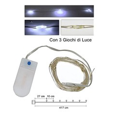 40 Micro led bianco freddo con giochi di luce e pile incluse