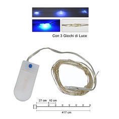 40 micro LED azules con juegos de luces y pilas incluidas