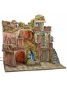 Pesebre iluminado estilo '700 con cascada cm 70x50x64 h