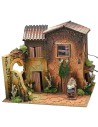 Illuminated village with two women 12 cm in movement cm