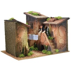 Borgo with woman 12 cm on the balcony hanging clothes in motion 2