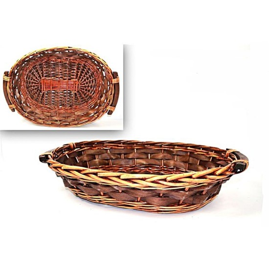 Cesta ovalada de mimbre marrón oscuro de 57x40x14 cm h