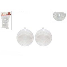 Conjunto de 2 esferas navideñas transparentes y abribles ø 8 cm.