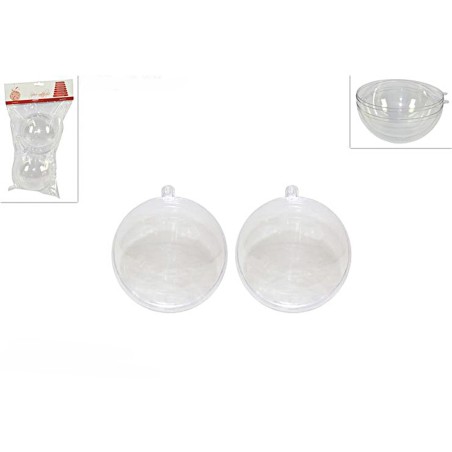 Conjunto de 2 esferas navideñas transparentes y abribles ø 8 cm.