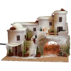 Presepe in stile arabo con tenda completo di luci cm 50x40x37 h 2