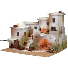 Arabic style nativity scene with tent complete with lights