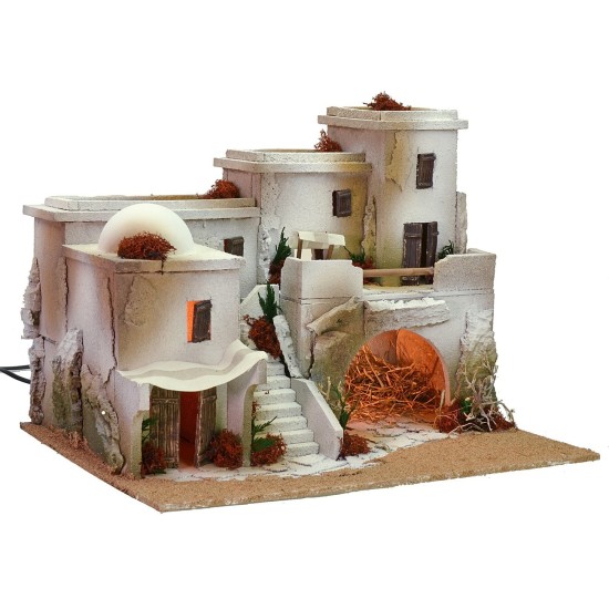 Pesebre de estilo árabe con tienda completo de luces cm 50x40x37 h.