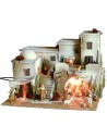 Belén de estilo árabe con tienda completo de luces y estatuas