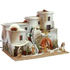 Belén de estilo árabe con tienda completo de luces y estatuas 2
