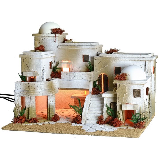 Pueblo árabe con horno completo de luces cm 50x40x38 h