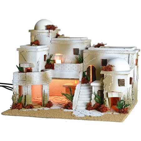 Pueblo árabe con horno completo de luces cm 50x40x38 h