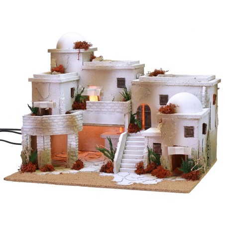 Pueblo árabe con horno completo de luces cm 50x40x38 h