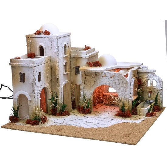 Presepe arabo completo di luci e fontana funzionante cm