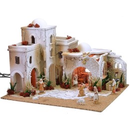Arab nativity scene complete with lights, working fountain and
