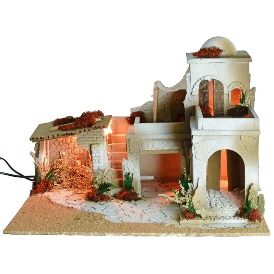 Arab nativity scene complete with lights running on electricity