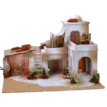 Arab nativity scene complete with lights running on electricity
