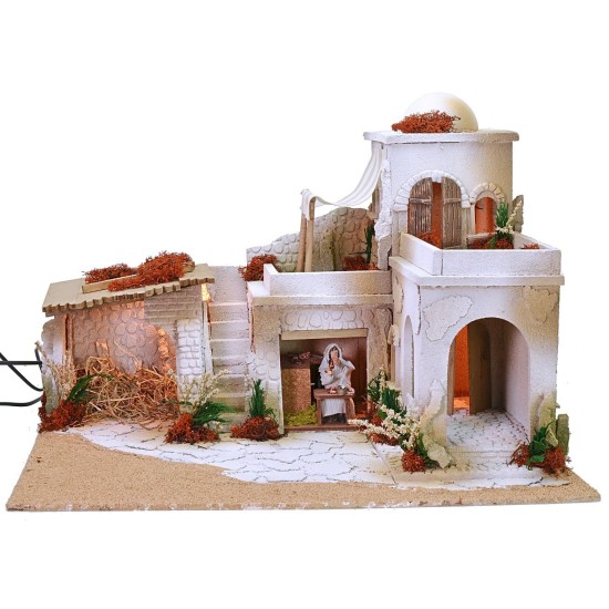 Presepe arabo completo di luci funzionante a corrente cm