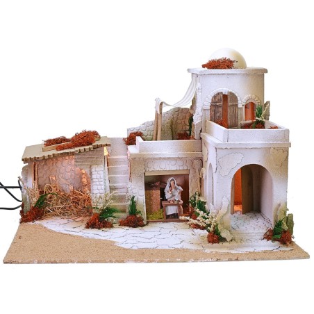 Arab nativity scene complete with lights running on electricity