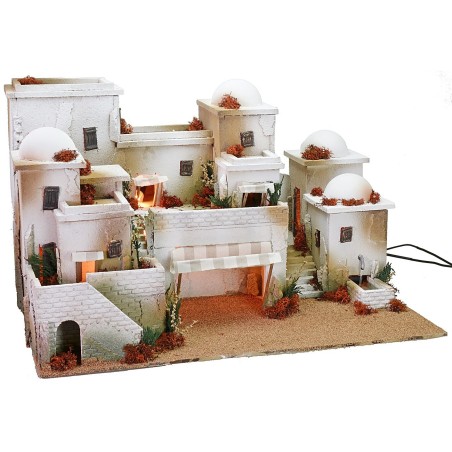 Palestinian-style crib complete with lights and fountain