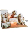 Palestinian-style nativity scene complete with lights and