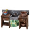 Lavabo de madera envejecida con herrajes de 10x3,5x6,5 cm h