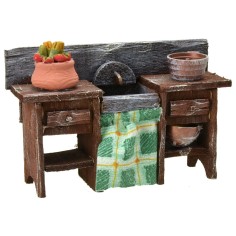 Lavabo de madera envejecida con accesorios de 13x4x8 cm h 2