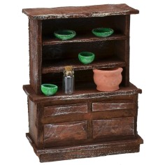 Aparador de madera envejecida con accesorios de 10,5x5,5x14 cm h