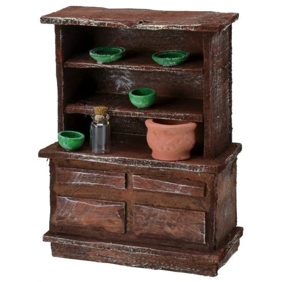 Sideboard in antiqued wood with small parts cm 10,5x5,5x14 h