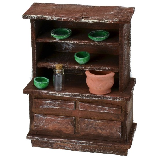 Credenza in legno antichizzato con minuterie cm 10,5x5,5x14 h