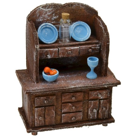 Aparador de madera envejecida con accesorios de 9x5x11 cm h Mundo.