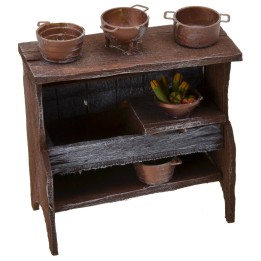 Fregadero de madera envejecida con accesorios cm 10,5x5x12 h