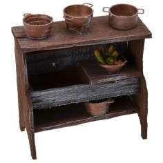 Fregadero de madera envejecida con accesorios cm 10,5x5x12 h