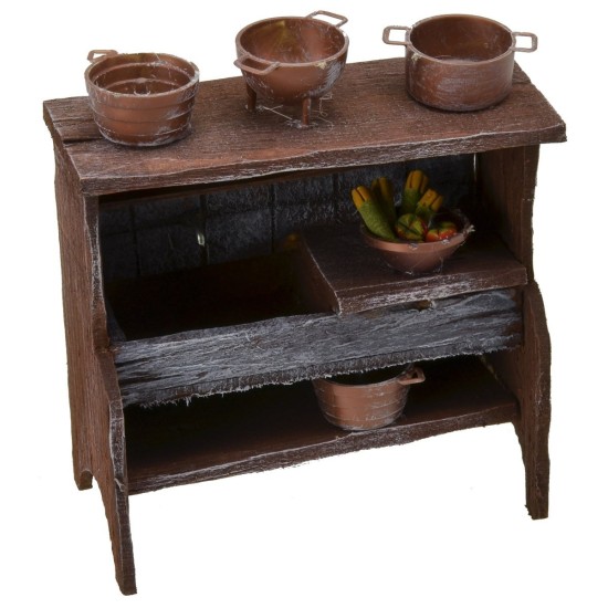 Fregadero de madera envejecida con accesorios cm 10,5x5x12 h