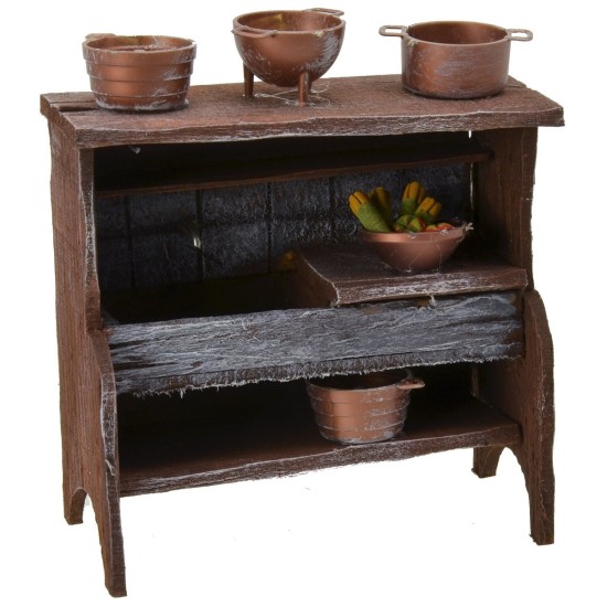 Fregadero de madera envejecida con accesorios cm 10,5x5x12 h