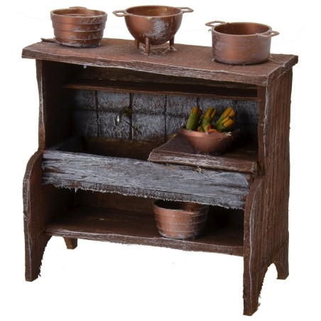 Fregadero de madera envejecida con accesorios cm 10,5x5x12 h