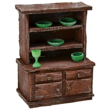 Credenza in legno antichizzato con minuterie cm 8x5x11 h