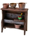 Lavello in legno antichizzato con pentole cm 9x4,5x11 h