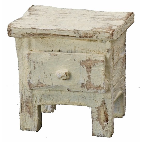 Mesita de noche de madera blanqueada de 4x3x4 cm de altura Mondo Presepi.
