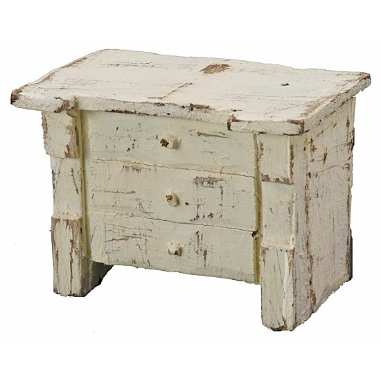 Cómoda de madera blanqueada de 4x2x3 cm h Mondo Presepi