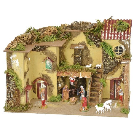 Presepe con arco completo di statue Landi cm 33x18x23 h